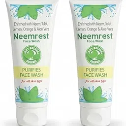 Neemrest Face Wash with Neem, Lemon, Aloe Vera, Purifies Skin, Clears Deep Impurities, Controls Oil, Anti-bacterial, Brightens, Soothes, For all skin type, 100% Natural, Organic - 70 gm (Pack of 2)-picture-36