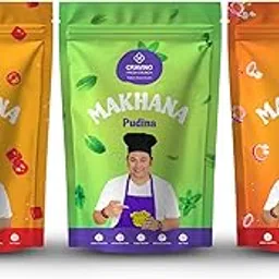 CRAVINO Premium Roasted Makhana Combo – Pudina, Peri Peri & Tandoori Flavours | Minty, Spicy & Tangy Fox Nuts | Protein-Rich, Antioxidant Packed, Zero Cholesterol Snack | 50g x 3 Pack-image-2