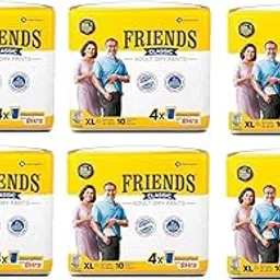 Friends Classic Unisex Adult Diapers Pants Style-10 Count/Pack With Odour Lock And Anti-Bacterial Absorbent Core- Waist Size 30-56 Inch ;76-142Cm (Extra Large, 60 Count)-picture-38