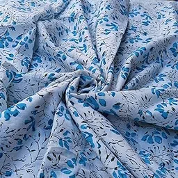 Fashionmart Cotton Fabric Material Sanganeri Printed Hand Print Cotton Fabric Print Women Dress Material Running Jaipuri Women Dress Material Kurtis Natural 43" Inches (2.5 Meter)-picture-26