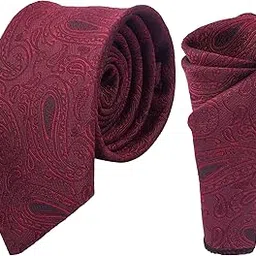 calixto Men's Microfibre Italian Necktie Gift Set, Floral Printed Tie With Pocket Square (Pack of 2)-picture-47