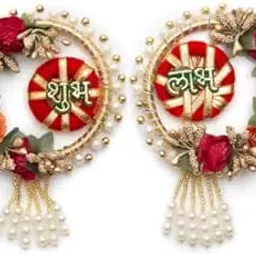 ANISHOP Acrylic Ethnic Handmade Shubh Labh, Indian Art Hanging Wall Plate, Best for Home Decor/Diwali Etc (Handmade) (Pack of 2), Multicolor-picture-23