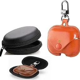 AirPod Pro/Pro2 Camouflage Leather case Cover Shockproof with Loss Prevention Clip for Apple Air-Pods Pro/Pro2 Wireless Charging Case Protection for Earbuds/Small Pouch Carrying Case (Tan Brown/Pouch)-picture-48