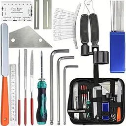 HASTHIP® 25 in 1 Guitar Repair Tool Kit, Guitar Maintenance & Setup Tool Kit, Fret Ruler, Radius Gauges, Nut & Fret Files, String Winder & More, with Organizer Bag-picture-12
