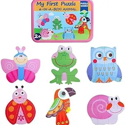 PLUSPOINT 6-in-1 Toddler Fun Cartoon Animals,Transport,Birds,Insects Jigsaw Early Educational Toy Puzzle Game Box for Kids Gift (Birds/Insect)-picture-56
