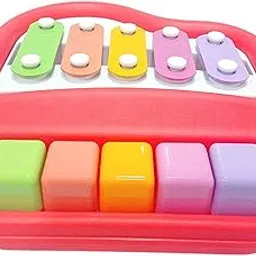 Goyal's Musical Multi Keys Xylophone and Piano, Non Toxic, Non-Battery for Kids & Toddlers, Plastic (5 Keys Red)-picture-15