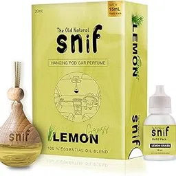 The Old Natural Snif Car Perfume With Essential Oils | Car Perfumes Diffuser With 15ml Refill Pack | Car Fresheners Long Lasting | Car Air Freshener (Pack Of 1, 20ml) (Lemon Grass)-picture-36