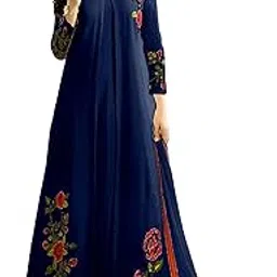miss ethnik Women's Faux Georgette Semi Stitched Top With Unstitched Santoon Bottom and Nazmin Dupatta Embroidered Flared Top Dress Material (Gown) (ME-P-938)-picture-44