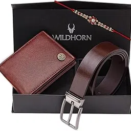 Rakhi Gift Set for Brother - Premium Men's Combo | Gift Set of Leather Wallet & Belt & Rakhi with an Unique Slider Gift Box for Brother (TAN Crunch)-image-87