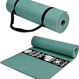 Quick Shel Extra Thick 8mm Thickness Yoga mats Exercise Mat Anti-Skid Water/Dirt Proof Lightweight easy to Carry for home and gym workouts for men women children with Carry Strap (Army Green) (2fts x 6fts)-picture-10