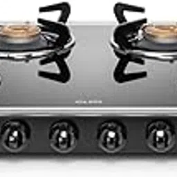 Glen Apex LPG Gas Stove 4 Burner | Mirror Finished Glass Top | 1 Jumbo,1 Medium & 2 Small Forged Brass Burners | Manual Ignition | 2 Year Warranty | Extra-Wide Design Black (CT4BHF70BLBB)-picture-20