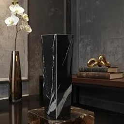 Decorative Marble Wooden Vase for Flowers, Plants, Home and Office Decor | Handcrafted Centerpiece for Bedroom Living Room Office | Gift for Anniversary Diwali Onam Festival | 12 Inch (1, Black)-picture-33