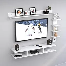 Redwud Hazel Engineered Wooden Wall Mounted TV Unit/TV Entertainment Unit for Living Room (White) - Ideal for Upto 50 (D.I.Y)-image-90
