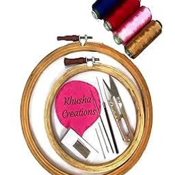 KHUSHA CREATIONS Wooden Embroidery Hoop Set with Silk Threads, Cutter, aari Needles, Pack of Needles-picture-41