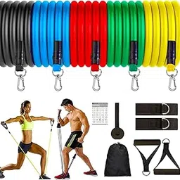 ERHETUS Portable 11-Piece Resistance Band for Men | Rubber Exercise Fitness Bands for Women | Training Gym Kit for Home Workout Includes Toning Tubes, Ankle Straps, Door Anchor, Handles and Carry Bag-picture-63