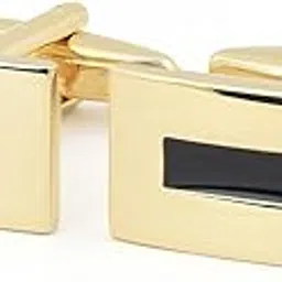 peluche Men's Minimal Metal Design Cufflinks - Gold, Black-picture-56