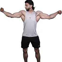 Mens Mesh Stringer Grey Lightweight Breathable Training Vest Sleeveless Athletic Gym Wear Quick Dry Workout Top Cooling Effect Durable Sports Clothing Comfortable Fit-image-1