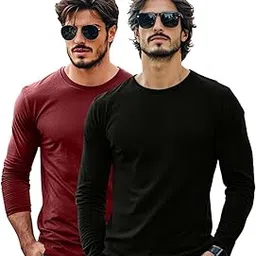 veirdo Pure Cotton Round Neck Regular Fit Solid Full Sleeve T-Shirt Combo for Men & Boys (Pack of 2 Available in Size S to 2XL)-picture-13