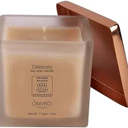 Omved Celebrate (Sandalwood) Natural Scented Soy Wax Candle - Blended with Essential Oils and Long-Lasting-picture-30