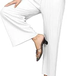 qkenshit Women's Lycra Palazzo - Stretchable & Comfortable | Premium Fabric | Stylish Free Size Bottom Wear for Casual, Office & Party Outfits image 1