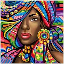 Street27 Diy 5D Diamond Painting By Number Kits For Adults & Kids Full Drill Round Diamond Crystal Gem Art, Cross Stitch Crystal Rhinestone Embroidery Home Wall Gift(15.8X15.8Inch) (African Woman)-picture-31
