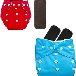Baby Cloth Diapers 0 To 3 Years | Side Leakage Proof Washable Reusable Diaper For New Born Baby 2 Diaper And 3 Black insert pad (Pack Of 5) (Multicolor_2) image 1