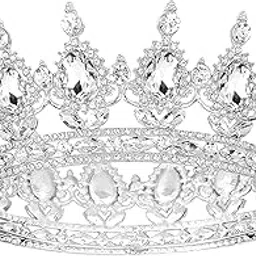 Silver Crown for Women Crystal Wedding Tiara and Crowns for Girls Rhinestones Queen Headband Princess Hair Accessories for Big Kids Party Bridal Birthday Prom Costume Cosplay-image-55