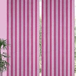 yaweh Cotton Door Curtain Striped patttern Set of 2 (Pink, Door(4x6.75 ft))-picture-32