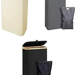 THE STYLE SUTRA Laundry Basket with Lid Clothes Storage Organizer Container for Bedroom Dorm Cream-picture-23