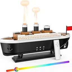 Arcanine Jellyfish Aroma Diffuser, Remote Control Smoke Ring Spray Humidifier,Ship Model Design, Essential Oil Aromatherapy for Living Room(250ml Capacity)-picture-61