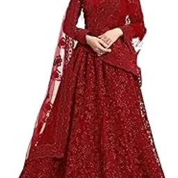 Aika Creation Women's Net Embroidered Semi-Stitched Gown Golly Gown-New-picture-17