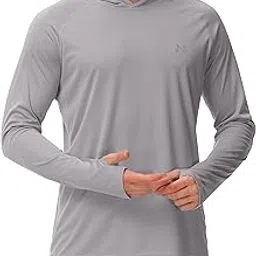 isnowood UPF 50++ Sunshirt Fishing Long Sleeve Protection Lightweight Summer Hiking Rash Guard Swimming Gray-picture-14