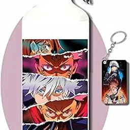 CRAFT MANIACS Jujustu Kaisen Power Of Eyes 600 Ml BPA & Lead Free Sipper Bottle With Free Matching MDF Keychain |-image-22