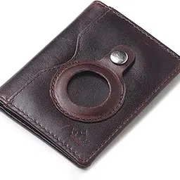 bbelle co. AirTag Wallet with Card Holder for Men | RFID Blocking Slim Leather Wallet | Puller Pocket | ID Window | Minimalist Front Pocket Design (AirTag Not Included) (Dark Brown)-picture-22