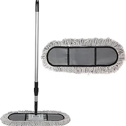 Zureni Floor Sweeping Mop Wet and Dry Microfiber 4Ft Long Telescopic Handle 360 Degree Floor Cleaning Mop for Home Kitchen (18 Inch Head+ 1 Extra Refill)-picture-30