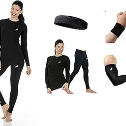 Women's Running Long Sleeve Compression Shirts and Pants Sets Gym Workout Quick Dry Tight Shirts Sportswear Suits with Arm Sleeve, Cotton Headband and Wrist Band-image-34