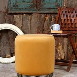 Smartkart Pouffes Sitting Stool for Living Room, Mudda Puffy Wooden Ottoman Stools, Pouffe Footstool, Decorative Pouf for Office Home Decoration & Dressing Table, 16x16x18 Inch, Beige-image-42