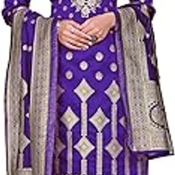 kantuba Women's Unstitched Banarasi Silk Dress Material Woven Jacquard Kurta Dupatta Set with Matching Bottom Fabric GT-213-picture-47