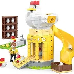 Chicken Coop Egg Slide Building Block Toys Set,World's Great Monument,Children DIY Educational Farm Playset with Slide, Hen, Eggs & Mini Figures Creative Construction Toy-picture-14