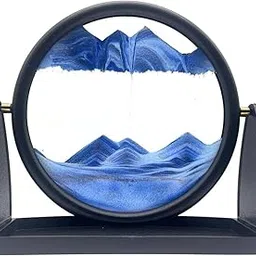 NIRVITTHAL Moving Sand Art Picture-3D Deep Sea Sandscape in Motion Display Round Glass Flowing Sand Frame, Kid's Large Desktop Sand Art 25CM (Blue)-picture-42