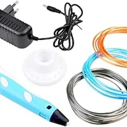 3D Printing Pen with LCD Display, Power Adapter, Blue, Multicolor Filament Set-picture-16