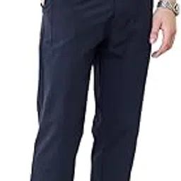 snitch Men Casual Trousers | Relaxed Fit Straight Leg Solid Design | Polyester Blend & Medium-Stretch Fabric for Summer & Everyday Wear image 1