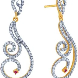 p.c. chandra jewellers 14k (585) Yellow Gold and American Diamond Stud Earrings for Women-picture-40