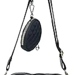 Women Parachute Check Sling Bag, Black-image-84