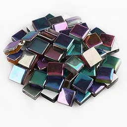 200 Pieces Assorted Stained Glass Mosaic Tile Square 0.4x0.4 inch and Colors Glass Pieces for DIY Crafts, Plates, Picture Frames, Flowerpots, Handmade Jewelry and More - Black-image-10