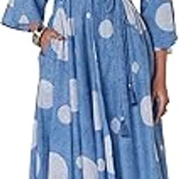 w for woman Women's Fit and Flare Long Length Polka Dots Regular Fit Casual Long Dress-picture-17