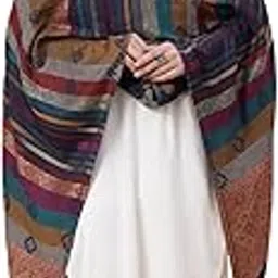 zamour Women's Faux Pashmina Jacquard Woven Jamawar Shawl-picture-10