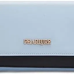 pearlure Cindy Hand Wallet for Women - Italian Vegan Leather Clutch Purse with 4 Card Slots, Pocket for College & Office (19.05 x 3.81 x 10.541 cm) Blue-picture-39