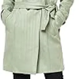 crimsoune club Women Light Green Striped Over-Coat-picture-38