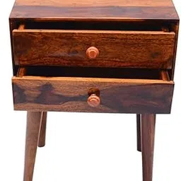 Shubam Decor Solid Sheesham Wood Bedside Table for Bedroom | Handmade Pure Wooden Bed Side Nightstand End Table with 2 Drawer Storage for Home & Bed Room | Rosewood, Natural Finish-picture-20